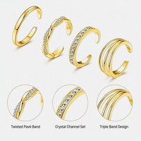 OEM/ODM Ensemble de bijoux de mode plaqué or, comprenant des bagues d'orteil réglables et des bagues de doigt, pour femmes et hommes, vente en gros, bijoux d'été
