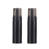 Bouteille cylindrique en mousse PET noire avec tête de pompe démaquillante blanche et couvercle PP – 100 ml, 120 ml, 150 ml, 200 ml, 250 ml