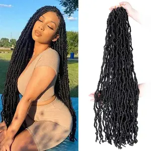 Extra Long Messy Boho Locs Soft Nu Crochet Hair Braids Faux Locs Black Synthetic Braiding Extensions