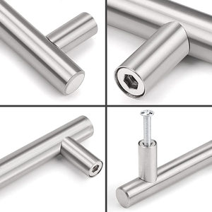 WEKIS 201 Stainless Steel T-shaped Drawer Pulls Simple Kitchen Cabinet Hardware Hollow Furniture Tube Feet for Wardrobe Dresser - Product Image 2