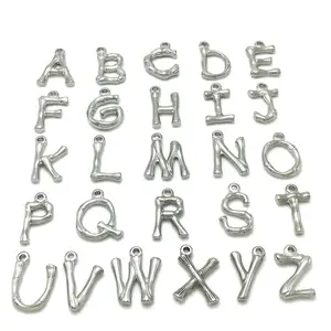 2cm Bamboo Joint Patter Stainless Steel Letters Words Pendants English Alphabet Charms For DIY Necklace Bracelet