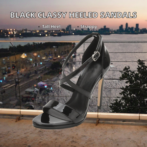 Sandalias de Tacón Alto con Plataforma, Transpirables, Antideslizantes, con Punta Abierta, Color Negro, Elegantes, para Verano, Marca Privada, para Mujer - Product Image 2