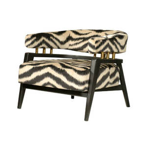 Sofá individual de terciopelo de leopardo de diseñador moderno de lujo, sillón Art Deco de ocio de madera para sala de estar, sillón de salón con acento para vestíbulo - Product Image 2
