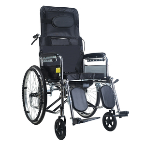 Silla de ruedas <span class=keywords><strong>manual</strong></span> para equipos médicos con respaldo alto, sillas de ruedas ligeras y plegables con inodoro de aluminio con orinal - Product Image 4