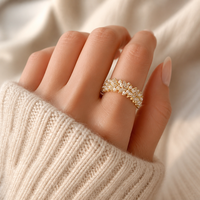JinSpark 'Luminous Vintage' Perlen- & Baguette-Zirkon Breiter Manschettenring