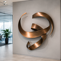 Sculpture murale abstraite en bronze en forme de ruban, artisanat métallique fini à la main, art moderne directement de l'usine pour la décoration murale des halls d'hôtels et des bureaux