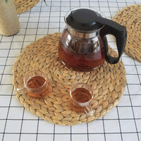 Ensemble de 4 sets de table ronds en jacinthe d'eau naturelle tressée, taille personnalisée 30 cm, sets de table en rotin tissé