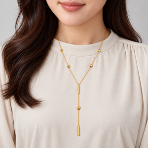 Collar con Colgante de Estrella en Forma de Y, Acero Inoxidable, Chapado en Oro de 14K al Vacío, Cadena Delicada, Colores Dorado y Plateado - Product Image 5