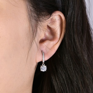 <b>Earrings</b> Jewelry Women Wholesale Bulk Eco-friendly Copper <b>Gold</b> Plated Round Cut 1CT VVS GRA Moissanite Fashion <b>Dangle</b> <b>Earrings</b> - Product Image 3