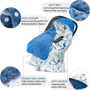 Couvertures de siège de voiture pour bébés Housses d'hiver 100% coton Minky Baby Swaddle Blanket avec chapeau pour nouveau-né Poussette Housses de siège - Product Image 3