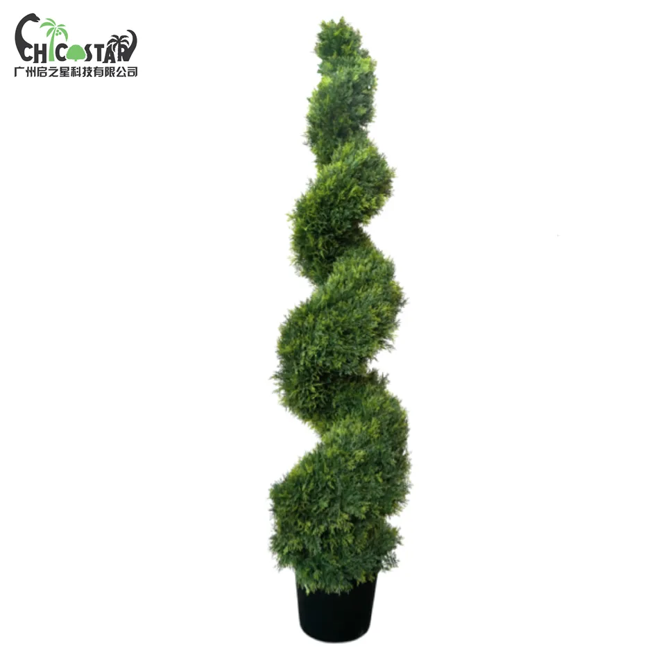 High Quality No Smell Outdoor Decor Spiral Topiary Artificial Cypress Tree Artificial spirale baum