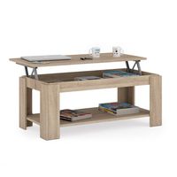 Table basse carrée en bois de luxe moderne, extensible, avec plateau relevable et compartiment de rangement