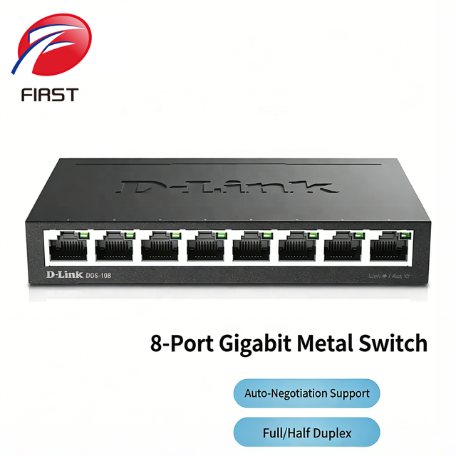 DGS-108 8 Port 10/100/1000Mbps Auto Adaptive Unmanaged Gigabit Switch Metal Housing Plug and Play RJ45 Ethernet Switch