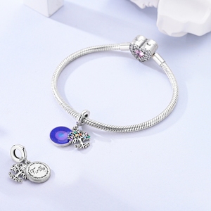 Ciondolo a Cuore in Argento con Fiori, Portafortuna per la Casa e la Famiglia, Regalo per la <span class=keywords><strong>Festa</strong></span> <span class=keywords><strong>della</strong></span> <span class=keywords><strong>Mamma</strong></span>, <span class=keywords><strong>Charm</strong></span> Pendente per Bracciale - Product Image 4