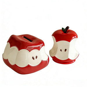 Creative cartoon ceramic <b>toothpick</b> holder, cotton swab storage tube, household dustproof, high-value apple-shaped <b>toothpick</b> - Product Image 1