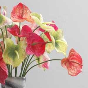 M152 لوازم ديكورات زفاف للمنزل Kwiaty Sztuczne الزهور محاكاة أوراق زهرة ريال اللمس مصنع <span class=keywords><strong>Anthurium</strong></span> الحرير الاصطناعي <span class=keywords><strong>Anthurium</strong></span> - Product Image 3