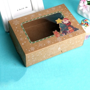 Giáng sinh Cookie bánh rán hộp quà tặng bánh hộp giấy rõ ràng Cửa Sổ Màu Xanh lá cây màu đỏ kỳ nghỉ Thiết kế lá vàng UV dập Băng - Product Image 4