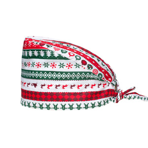 Gorro de fregado Navidad muñeco de nieve y bastón de caramelo estampado tela suave reutilizable duradero para celebraciones de vacaciones de hospital - Product Image 1