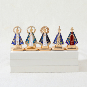 Statua della <span class=keywords><strong>Madonna</strong></span> di Aparecida Vintage con Orologio, Ornamento Artigianale Religioso in Metallo Intagliato per Altare Domestico - Product Image 2