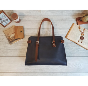 Handmade Leather Shoulder <b>Bag</b> for Women Large <b>Tote</b> <b>Teacher</b> Laptop <b>Bag</b> with Zipper Personalized Handbag Gift for Her - Product Image 6