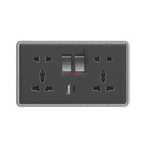 Electrical Product International 2 Gang 3 Pin Switch USB Socket With Light Home Appliances