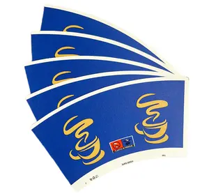 พิมพ์สีฟ้าและเจาะถ้วยกาแฟแขนแม่แบบการออกแบบสำหรับแฟนกระดาษผู้ผลิตสำหรับเครื่องขึ้นรูปถ้วย - Product Image 1