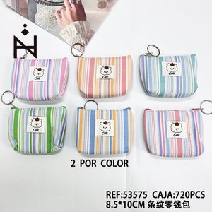 Portamonete a righe 8,5x10 cm con portachiavi per donne e ragazze, accessorio di moda - Product Image 3