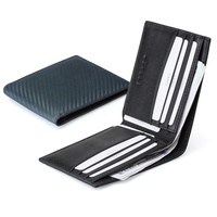 Dompet Kartu Tipis Anti-RFID Kulit Asli dan Serat Karbon Berkualitas Tinggi Buatan Pabrik, Merek Ternama untuk Pria