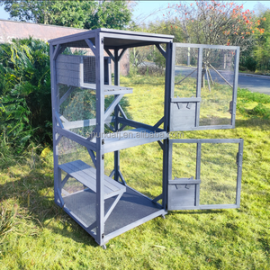 Catio de Madera para Interiores y Exteriores con Techo Resistente a la Intemperie, 3 Plataformas, Ventana, Portátil - Product Image 2