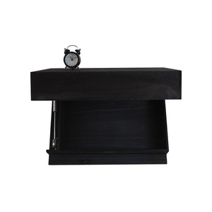 Étagère murale en bois Yuanmai, boîte de rangement 40x21x5.2cm, noire, multifonctionnelle, étagère cachée pour salon - Product Image 4