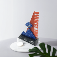 Trophées en acrylique personnalisés avec base noire irrégulière, gravés, en lucite, pour cadeaux d'entreprise, impression sérigraphique, trophées en acrylique