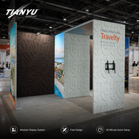 Système de stand modulaire en aluminium TIANYU avec graphismes textiles pour exposition, conférence, commerce de détail et image de marque