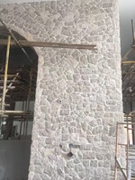 Meilleures ventes de pierre calcaire blanche crème, revêtement mural extérieur, carreaux à face fendue, façade de villa classique en extérieur, pierre de culture en vrac