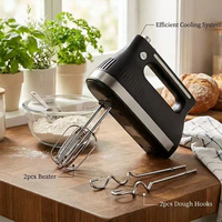 Batteur à main turbo 300W 5 vitesses avec fouets et crochets pétrisseurs, facile à nettoyer, pour la pâtisserie, petit appareil de cuisine électrique, batteur à main