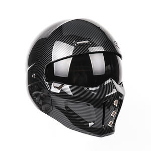 Casque de moto rétro unisexe homologué DOT, modèle PC Predator, à visière relevable, avec visière XL, en ABS, pour toutes les saisons - Product Image 3