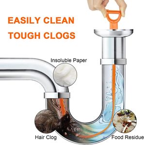 3 uds. Herramientas de limpieza para el hogar, limpiador de desagües de cocina y baño, filtro de alcantarillado, removedor de obstrucciones de serpiente para <span class=keywords><strong>desatascar</strong></span> fregaderos - Product Image 5