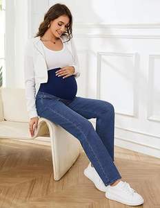 Jeans Droit <span class=keywords><strong>pour</strong></span> <span class=keywords><strong>Femme</strong></span> <span class=keywords><strong>Enceinte</strong></span> avec Tissu Extensible Confortable <span class=keywords><strong>pour</strong></span> le Ventre, Disponible en Tailles S-XXL - Product Image 5