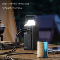 Batterie LiFePO4 grande capacité avec chargeur de voiture MPPT, charge rapide PD22.5W, lampe torche LED pliable, charge sans fil et démarreur de secours pour