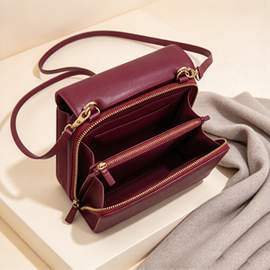 Women Faux Leather Flap Crossbody Bag Wine <b>Red</b> Multi Pockets Detachable Shoulder Strap Daily Work Handbag - Product Image 4