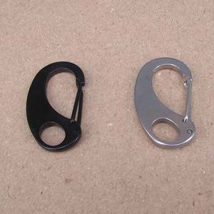Mosquetón de Acero <span class=keywords><strong>Inoxidable</strong></span> de Alta Calidad con Forma de Huevo de 4 cm, con Acabado Liso en Plata/Negro - Product Image 1