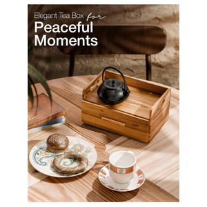 Solid Wood Tea <b>Storage</b> Box With <b>Drawer</b> Rectangular Food Container Decorative <b>Storage</b> <b>Boxes</b> - Product Image 5