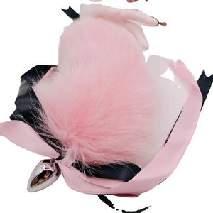 Plug anal en forme <span class=keywords><strong>de</strong></span> queue <span class=keywords><strong>de</strong></span> renard rose, poudre <span class=keywords><strong>de</strong></span> fard à joues, couleur givre blanc, grand plug anal en forme <span class=keywords><strong>de</strong></span> queue - Product Image 1