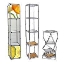 Présentoir à tour torsadée pliante pour salon professionnel Compteur rotatif rond en aluminium pour présentoirs