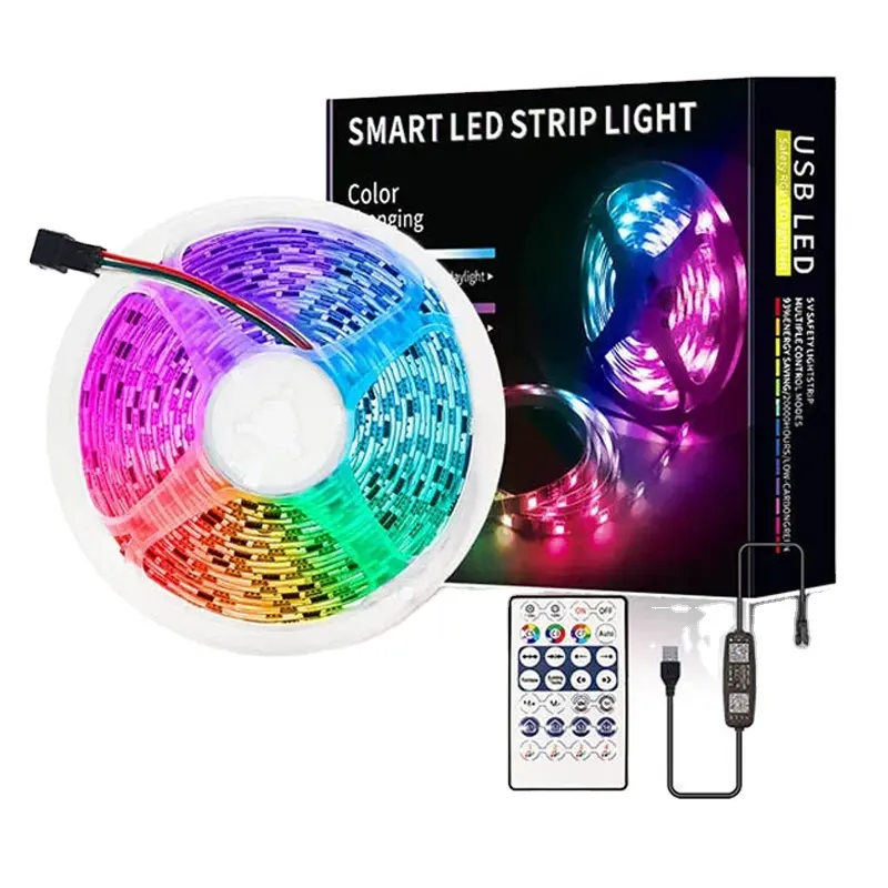 5V Led Strip Light Music Sync RGB 5050 Led Tape BT Control Flexible Ribbon For Room Party Decoration TV Backlight