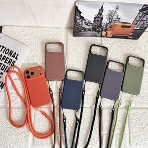 Étui en tissu tressé pour <span class=keywords><strong>iPhone</strong></span> Air 12 13 <span class=keywords><strong>14</strong></span> 15 16 17 Pro Max avec recharge sans fil, technologie magnétique et cordon de suspension croisé - Product Image 1