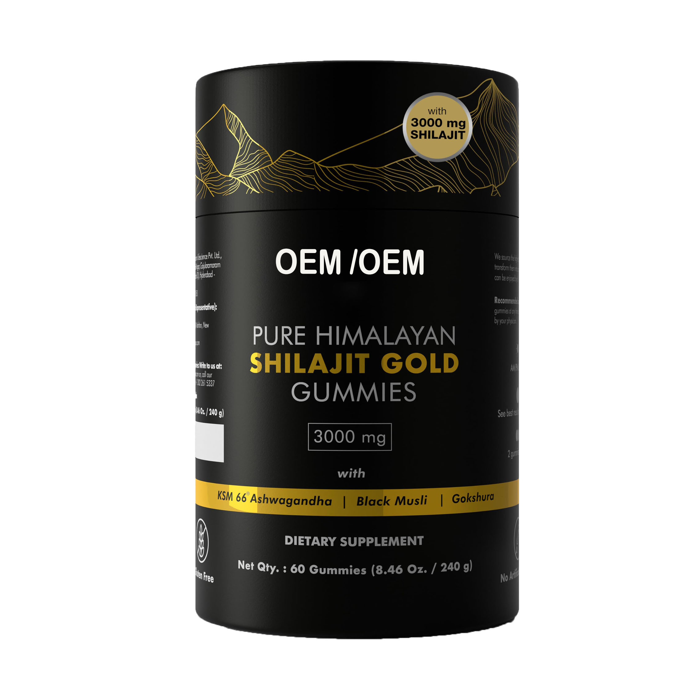 Таблетка из смолы Himalayan Shilajit Gummies Shilajit, чистый гималаян с фулвовой кислотой, 60 жевательных резков для повышения энергии и иммунной поддержки