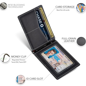 กระเป๋าสตางค์หนัง RFID ป้องกันการโจรกรรมแบบบาง ยี่ห้อ Boshiho พร้อมโลโก้สั่งทำพิเศษ  แบบเปิดปิดสั้น  วัสดุไนลอน  พร้อมที่หนีบเงินและช่องใส่บัตรด้านหน้า - Product Image 3