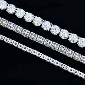 Wholesale 925 Silver white Gold Plated Brilliant Cut Moissanite Tennis Chain 2mm <b>D</b> VVS1 10g Hip Hop Iced <b>Necklace</b> Gifts Jewelry - Product Image 2