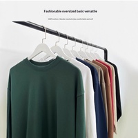 Sweat-shirt à col rond en molleton de coton épais 350 g/m², coupe ample personnalisée, épaules tombantes, veste d'automne-hiver imprimée et brodée