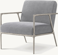 Fauteuil de salon moderne américain durable pour hôtel, chaise longue en tissu avec support en métal argenté, fauteuil de loisirs